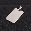 Rectangle 201 Stainless Steel Tag Pendants STAS-I032-120-1