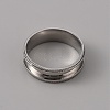 201 Stainless Steel Grooved Finger Ring Settings STAS-WH0027-26H-P-2