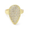 Brass with Cubic Zirconia Open Cuff Rings for Women RJEW-A035-11G-2