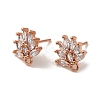 Brass Clear Cubic Zirconia Stud Earring Findings EJEW-E257-03RG-1