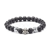 Natural Lava Rock Round Beads Essential Oil Anxiety Aromatherapy Bracelets X1-BJEW-JB06921-4