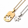 Matching Puzzle Couple Pendant Necklaces & Heart Stud Earrings SJEW-E045-07GP-3