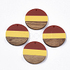 Tri-color Resin & Walnut Wood Pendants X-RESI-S358-78M-1