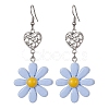 Resin Flower & Alloy Heart Dangle Earrings with 304 Stainless Steel Pins EJEW-JE05406-2