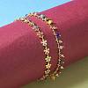 Brass Enamel Flower Link Chain Bracelets & Faceted Glass Charm Bracelets BJEW-SZ0001-016G-5