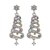 Christmas Trees Alloy Rhinestone Dangle Stud Earrings EJEW-A112-01P-2