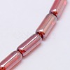Pearl Luster Plated Crystal Glass Column Beads Strands EGLA-F019-B14-1