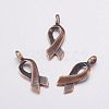 Breast Cancer Awareness Ribbon Metal Alloy Pendants PALLOY-DA11-2635-R-FF-1