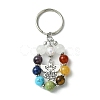 7 Chakra Gemstone Bead Pendant Keychain with Tibetan Style Alloy Charm KEYC-JKC00539-02-1