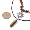 2Pcs 2 Style Natural Tiger Eye Bullet & Alloy Sun Pendant Necklaces Set NJEW-JN04514-03-4