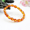 Oval Natural Amber Stretch Bracelets for Women FIND-PW0021-02-1