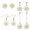 ANATTASOUL 4 Pairs 4 Styles Flower Alloy Enamel Dangle Earrings for Women EJEW-AN0004-52-1