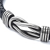 Men's Braided Black PU Leather Cord Bracelets BJEW-K243-59AS-2