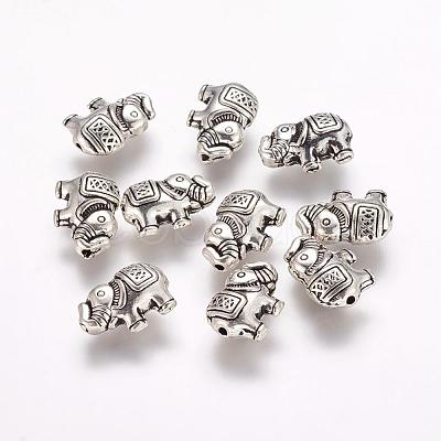 Tibetan Style Alloy Elephant Beads X-TIBEB-E070-AS-1