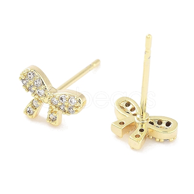 Brass Cubic Zirconia Stud Earrings for Women EJEW-S217-B05-1