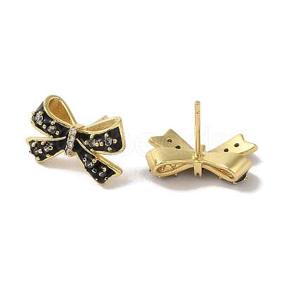 Bowknot Brass Stud Earrings EJEW-R162-05G-1