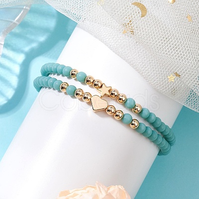 2Pcs 2 Styles Glass Seed Beaded Stretch Bracelet Sets for Women BJEW-JB11373-05-1