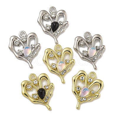 Rack Plating Alloy Rhinestone Pendants PALLOY-F312-24G-1