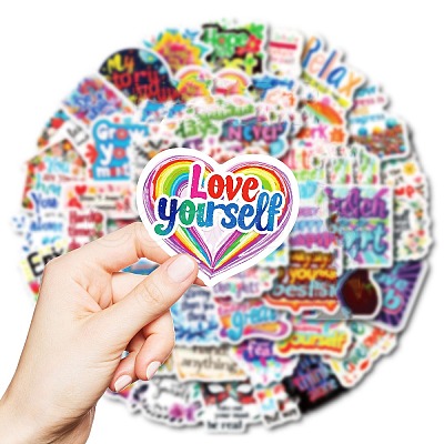 50Pcs Paper Self-Adhesive Picture Stickers AJEW-S036-08-1