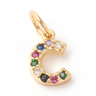 Brass Micro Pave Colorful Cubic Zirconia Charms ZIRC-F092-01-C-1