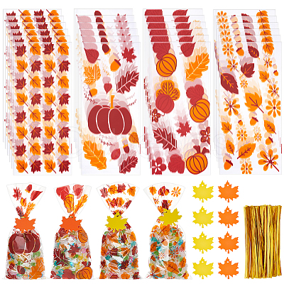 BENECREAT Rectangle Plastic Candy Bags for Thanksgiving Day CON-BC0007-06-1