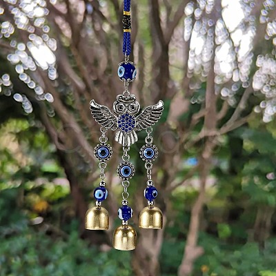 2Pcs 2 Style Car Hanging Alloy Glass Rhinestone Wind Chime HJEW-SZ0001-14-1