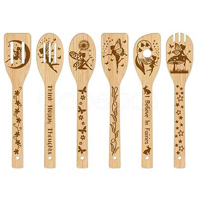 6Pcs Bamboo Spoons & Knifes & Forks AJEW-WH0411-009-1