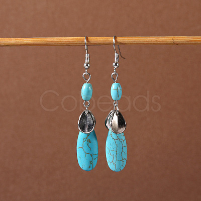 Bohemian tassel turquoise earrings JU8957-5-1