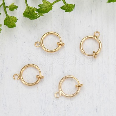 Brass Clip-on Hoop Earring Findings KK-P102-01G-1