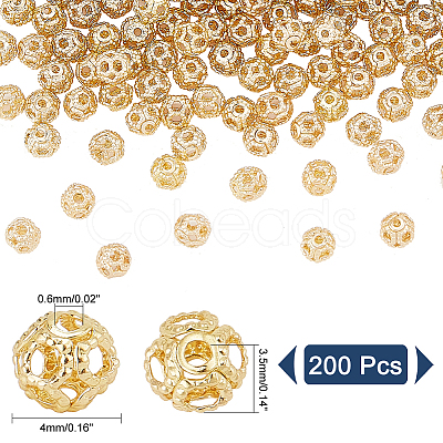 PandaHall Elite 200Pcs Hollow Brass Spacer Beads KK-PH0005-83-1