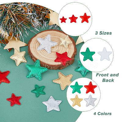 SUPERFINDINGS 120Pcs 12 Style Christmas Star Non-woven Fabric Ornament Accessories DIY-FH0005-71-1