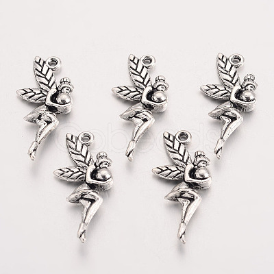 Tibetan Style Alloy Fairy Pendant Rhinestone Settings X-TIBEP-Q043-350-RS-1