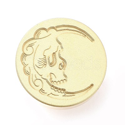 Halloween Theme Golden Tone Brass Wax Seal Stamp Head AJEW-O001-06G-1