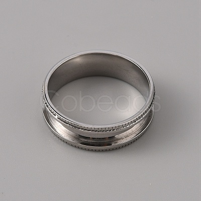 201 Stainless Steel Grooved Finger Ring Settings STAS-WH0027-26H-P-1