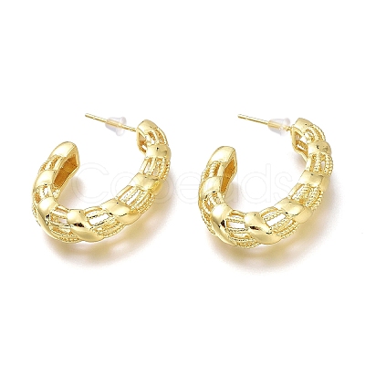 Brass Half Hoop Earrings EJEW-H104-12G-1