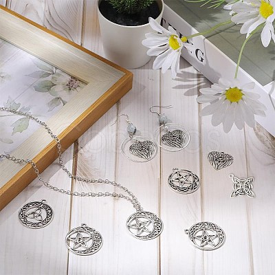 SUNNYCLUE 50Pcs 5 Style Tibetan Style Alloy Pendants FIND-SC0005-14-1