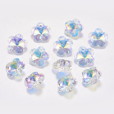 Faceted Glass Rhinestone Charms RGLA-F055-12x12-001AB-1