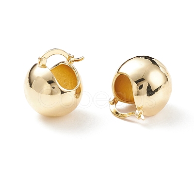 Rack Plating Brass Round Ball Chunky Hoop Earrings for Women EJEW-C029-04G-1