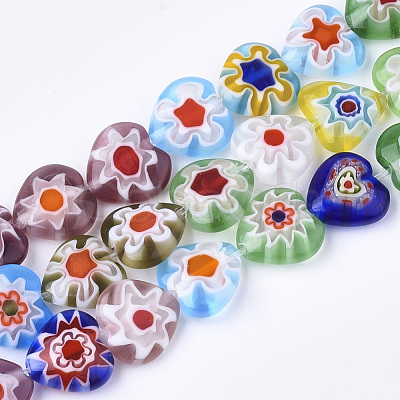 Handmade Millefiori Lampwork Beads Strands LAMP-S191-09-1