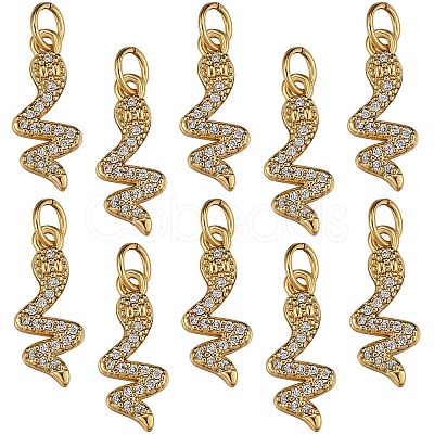 10Pcs Brass Micro Pave Clear Cubic Zirconia Pendants ZIRC-SZ0003-01G-1