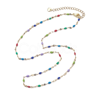 304 Stainless Steel Enamel Link Chains Necklaces NJEW-JN04788-1