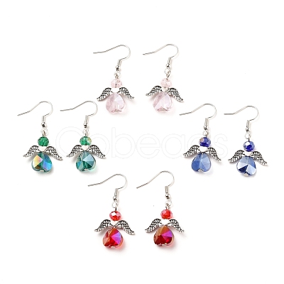 Electroplate Glass Dangle Earrings X-EJEW-JE04319-1