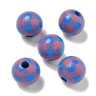 Printed Wood European Beads WOOD-G022-13J-1