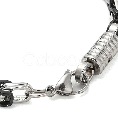 Grooved Column 304 Stainless Steel Byzantine Chain Bracelets for Men BJEW-B093-07BP-1