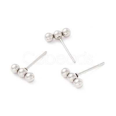 Tarnish Resistant 201 Stainless Steel Beaded Horizontal Bar Stud Earrings with 316 Stainless Steel Pin for Women STAS-K238-01P-1