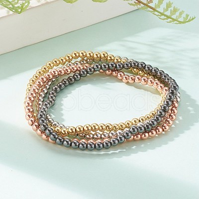 Brass Stretch Beaded Bracelets BJEW-JB05951-1