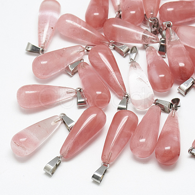 Cherry Quartz Glass Pendants X-G-T081-19-1