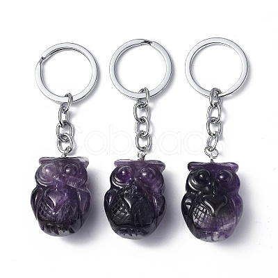 Natural Amethyst Pendant Keychains KEYC-P011-01P-06-1