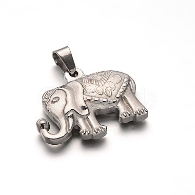 Tarnish Resistant 304 Stainless Steel Elephant Pendants STAS-L156-03P-1