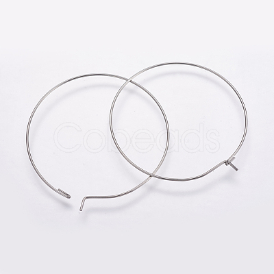 316 Surgical Stainless Steel Hoop Earrings Findings X-STAS-K146-039-40mm-1